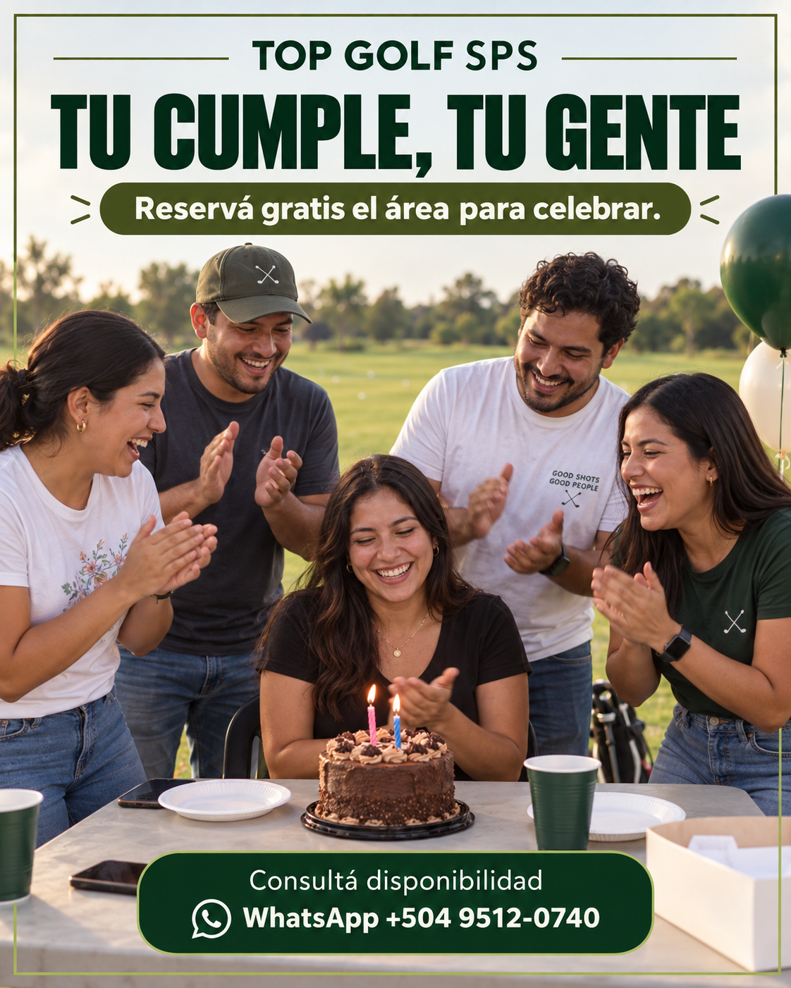 Amigos celebrando un cumpleaños en TopGolf SPS